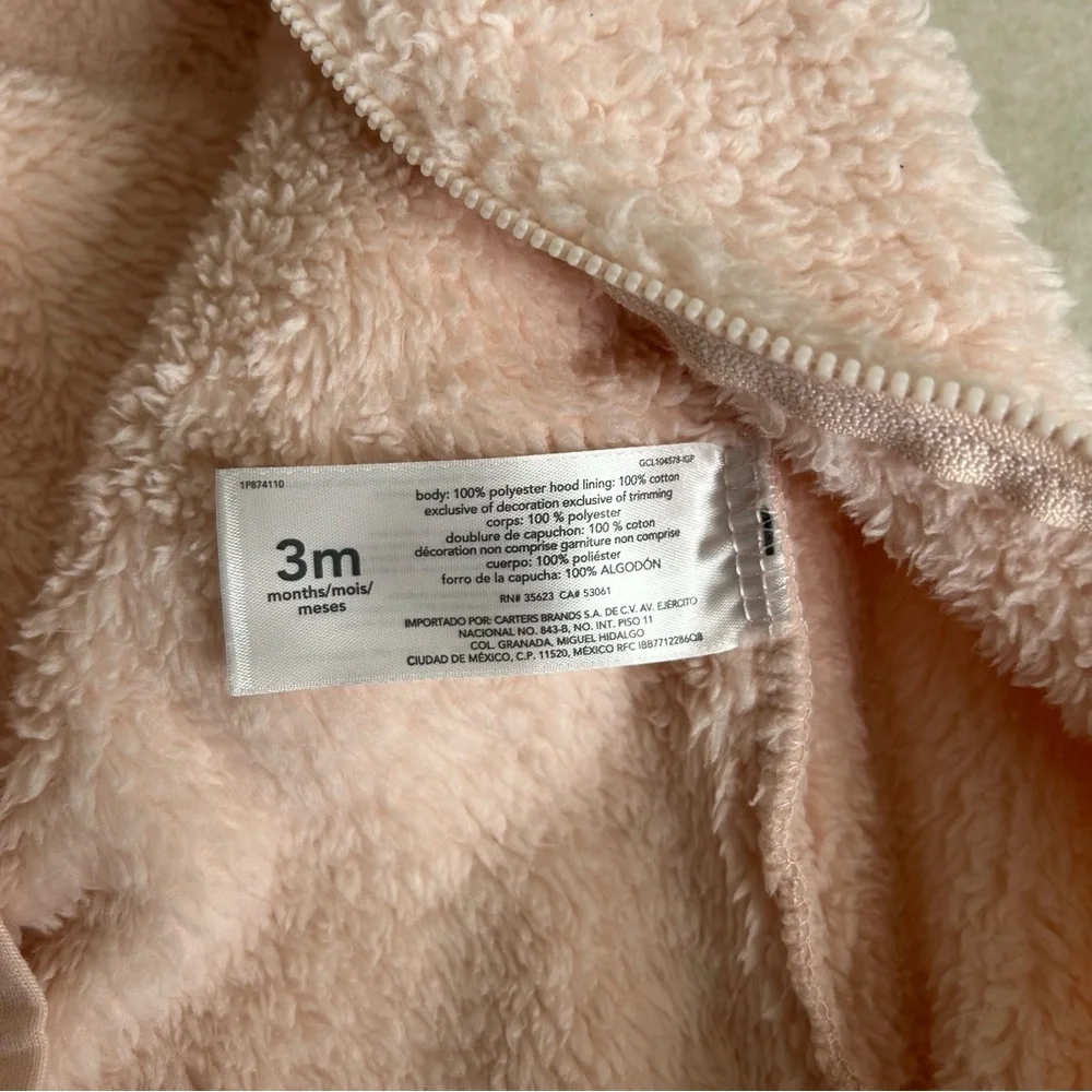 Bundle Carter's‎ Pink Sherpa One piece jumpsuit size 3-6M
